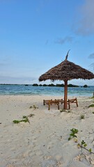 beach with umbrellas in africa
