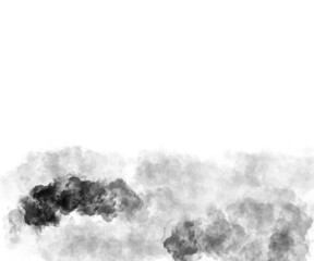 Smoky textured shape in gray with cloudy layered tones. Abstract fog-like motion with subtle grain effect on transparent background.