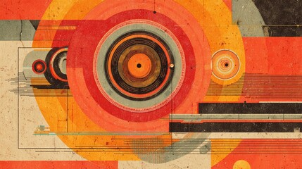 Retro geometric design with circular elements for advertising and vintage decor concepts