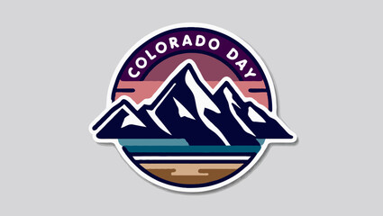 Vector art of a scenic mountain range represents colorado day celebration