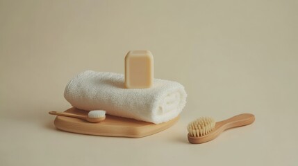 Simple spa set on beige backdrop