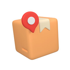 Delivery Packaging Box with pin location isolated 3d render icon illustration