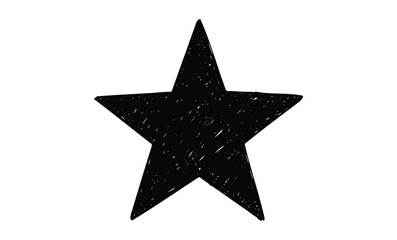 Obraz premium Black grunge star on white background: a minimalist design element. Vector retro hand drawn illustration