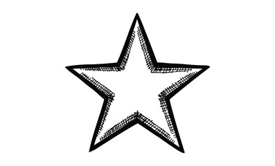 Obraz premium Hand-drawn sketch of a textured five-pointed star on white background. Vector retro hand drawn illustration