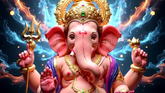 Illustration of lord ganesha for ganesh jayanti in paint splatters style.