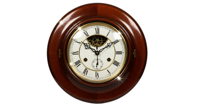 Vintage Wooden Wall Clock with Roman Numerals and Exposed Gears