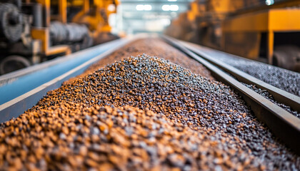 Close up of iron pellets with blurry background generated.AI