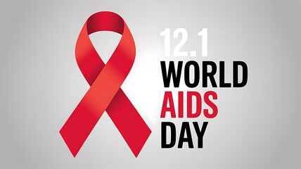 Red ribbon symbolizing world aids day awareness and support