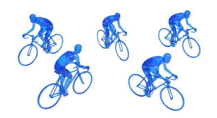 Fototapeta premium 3D blue cyclist models cycling on a white background representing competition design and concept use