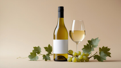 Wine bottles mockup isolated on white background, with blank labels to place your design 