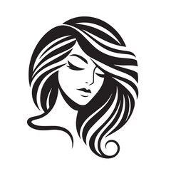 vector logo of beautiful woman with beautiful hair