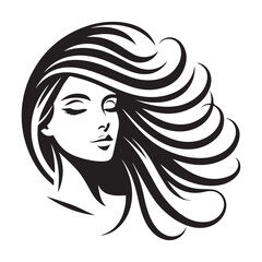 vector logo of beautiful woman with beautiful hair