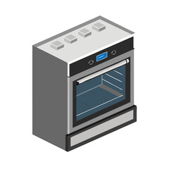 Fototapeta premium Empty open electric oven with hot air ventilation. New oven