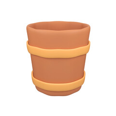 wooden bucket isolated 3d render icon illustration