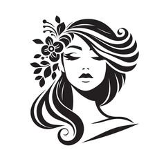 vector logo of beautiful woman with beautiful hair
