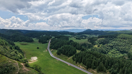 The road on the grassland