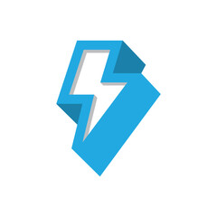 Lightning bolt logo design template on transparent background