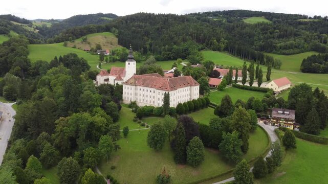Aerial View of Gest&uuml;t Piber in Voitsberg, Styria &ndash; Historic Lipizzaner Horse Stud Farm in Austria