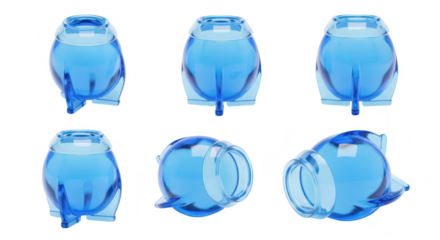 Multiple 3D-rendered glass containers are displayed on a white background showcasing their design perfect for product mockups or concept visualization