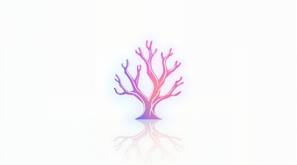 Abstract Stylized Tree with Gradient Colors and Reflection