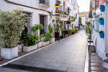 Marbella old town in Andalucia Spain. Streets of Marbella, Spanish typical houses, in the region of Andalucia
