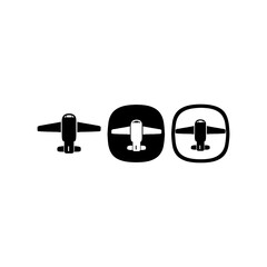 Airplane Icon Black and White Reverse Set