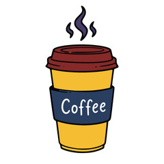 Hand-drawn Coffee Cup with Steam and 