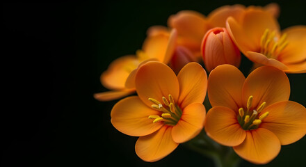 Obraz premium Close-up of Orange Flowers with Detailed Petals and Dark Background