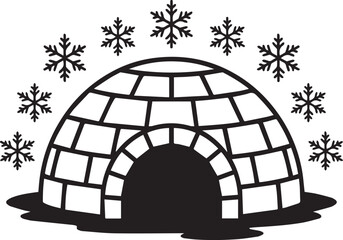detailed dome igloo and snowflake vector graphic for winter landscape decorations digital print templates ai eps jpeg png