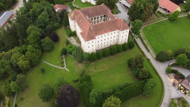 Aerial View of Gest&uuml;t Piber in Voitsberg, Styria &ndash; Historic Lipizzaner Horse Stud Farm in Austria