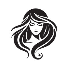 vector logo of beautiful woman with beautiful hair