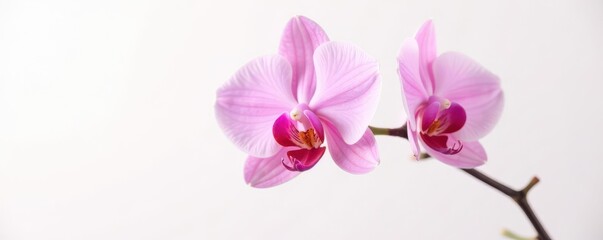 Delicate pink orchid blossom, isolated on pure white background , studio shot, plant, stock photo