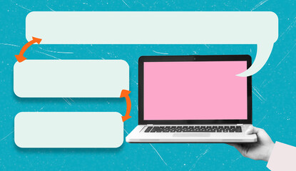 Art collage, Engaging discussion about online learning and technology trends at a virtual event