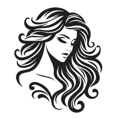 vector logo of beautiful woman with beautiful hair