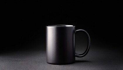 Obraz premium black mug mockup on black background