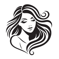 vector logo of beautiful woman with beautiful hair