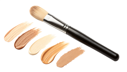 Makeup Brush and Foundation Swatches Perfect Shade Selection Guide Isolated On Transparent Background