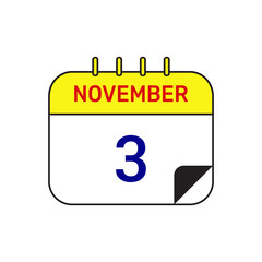3 november calendar icon vector illustration design