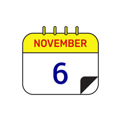 6 november calendar icon vector illustration design