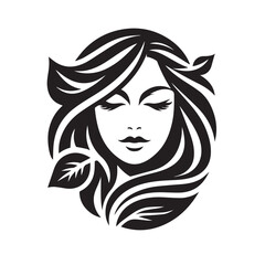 vector logo of beautiful woman with beautiful hair