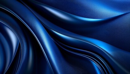 Obraz premium dark blue abstract background with smooth wavy lines and shiny texture