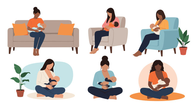 Diverse mothers nurturing their babies with tender embrace in comfortable home settings promoting maternal bonding and infant well being