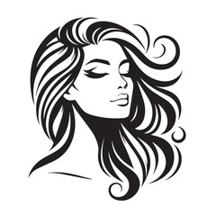 vector logo of beautiful woman with beautiful hair