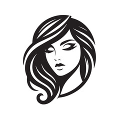 vector logo of beautiful woman with beautiful hair
