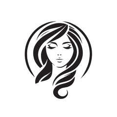 vector logo of beautiful woman with beautiful hair