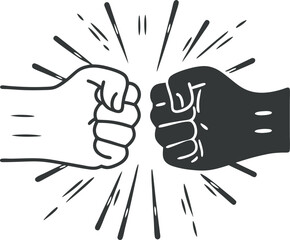 Hand fist vector icon, powerful clenched fist symbol, minimal black silhouette graphic, protest and strength concept, bold flat design for solidarity, revolution, or activism illustration