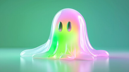 Colorful Blob Character with a Glossy and Playful Look on a Vibrant Background