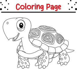  Turtle Coloring Page for kids. Sea animal coloring book page