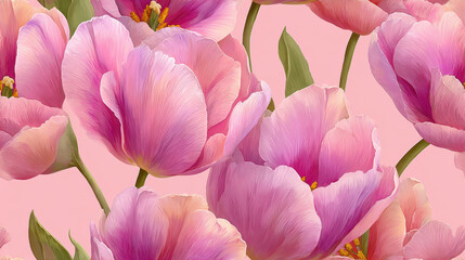 Seamless vintage flower, Soft and delicate tulip illustrations in a pastel vintage style, perfect for floral-themed designs and artistic projects.