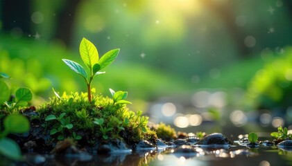 Gentle spring rain nourishes new life, symbolizing growth, renewal, and the nurturing power of nature Perfect for themes of care, environmental protection, and rebirth , landscape, rain